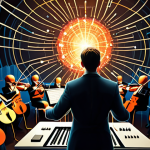 **Image Prompt:** A stylized orchestral conductor leading a cybersecurity orchestra. Instruments are replaced with security tools (firewalls, intrusion detection systems, etc.). The conductor is connected to a network visualization representing a feedback loop.